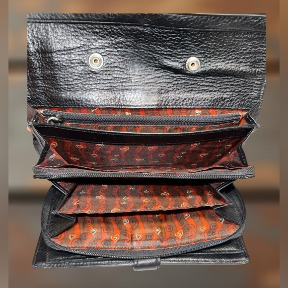 🤎🖤 Brighton Brown Croc Embossed Leather Organizer Wallet Heart Concho - Soft! - Picture 7 of 10